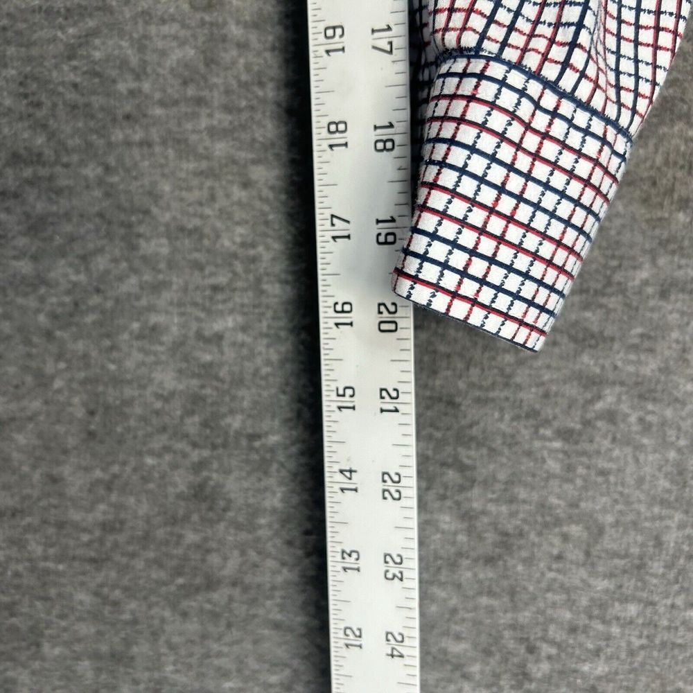 Butter Cloth Shirt Mens Large White Blue red Checked Button Up‎ Geometric Preppy - Picture 10 of 14